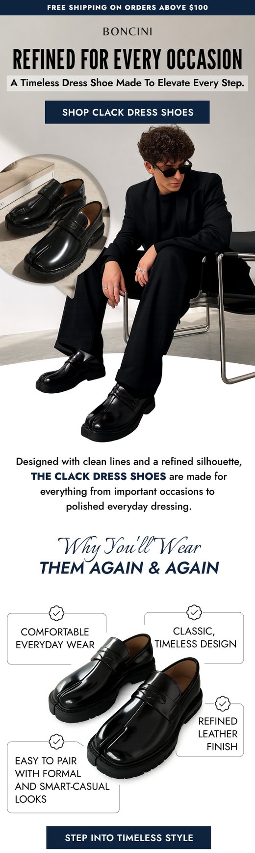 Boncini dress shoes campaign email